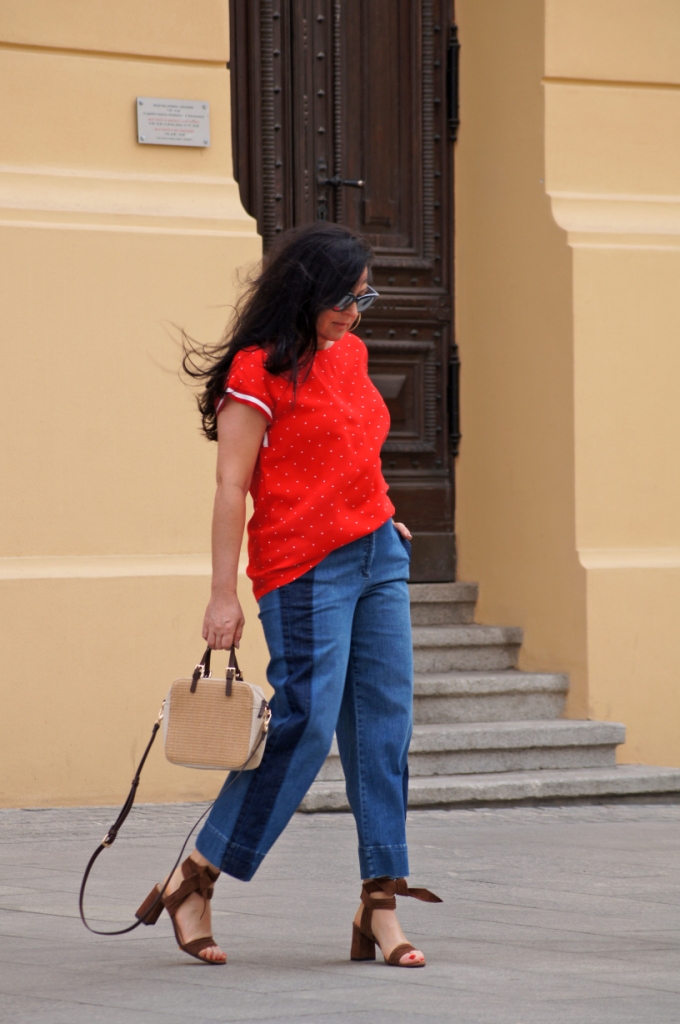 Denimowe kuloty z lampasem