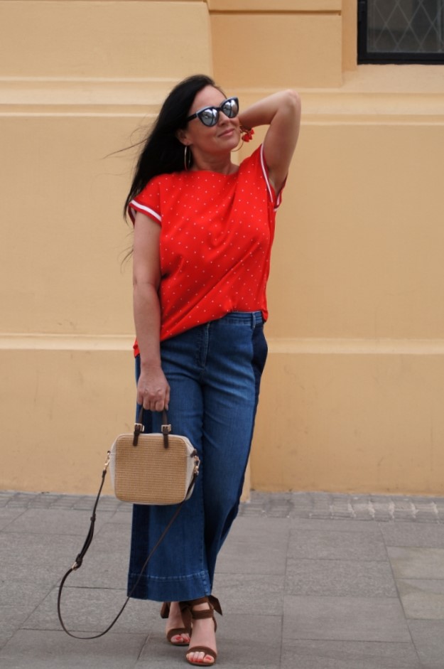 Denimowe kuloty z lampasem