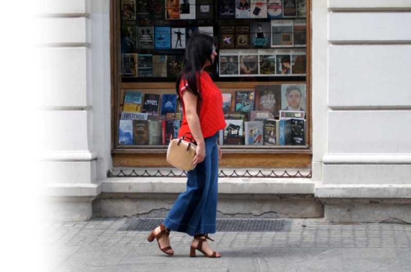 Denimowe kuloty z lampasem