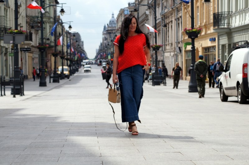 Denimowe kuloty z lampasem