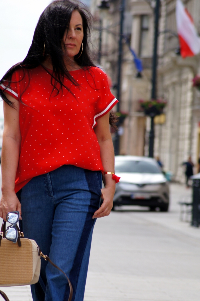 Denimowe kuloty z lampasem